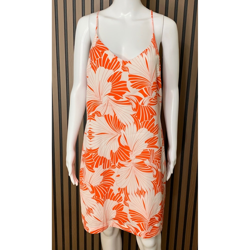 J.Crew Women's Orange White Tropical Floral Racerback Shift Dress Size 8
